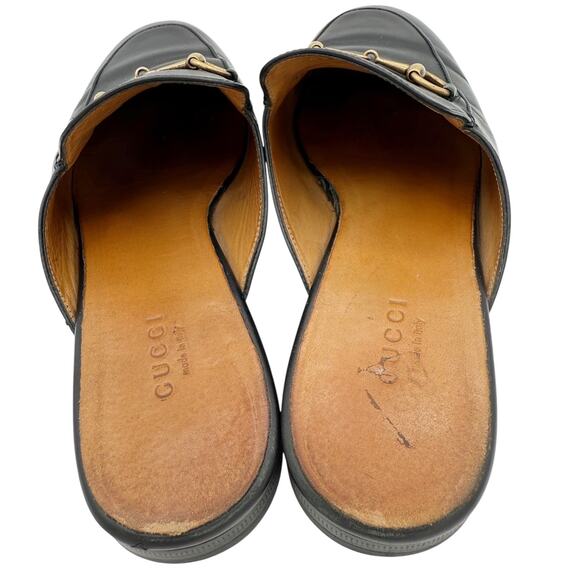 Gucci Princetown Horsebit Slip-On Loafer Black Leather Flat Mules EU 39.5 US 9.5 - Picture 7 of 15